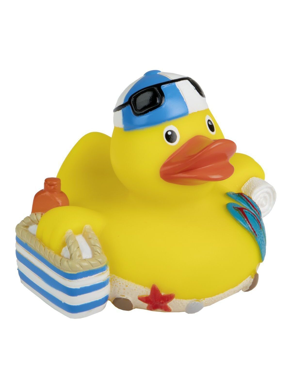 Squeaky duck, beach Kinder Spielzeug / Plüsch – MBW – Farbe multicoloured – individuell veredelbar