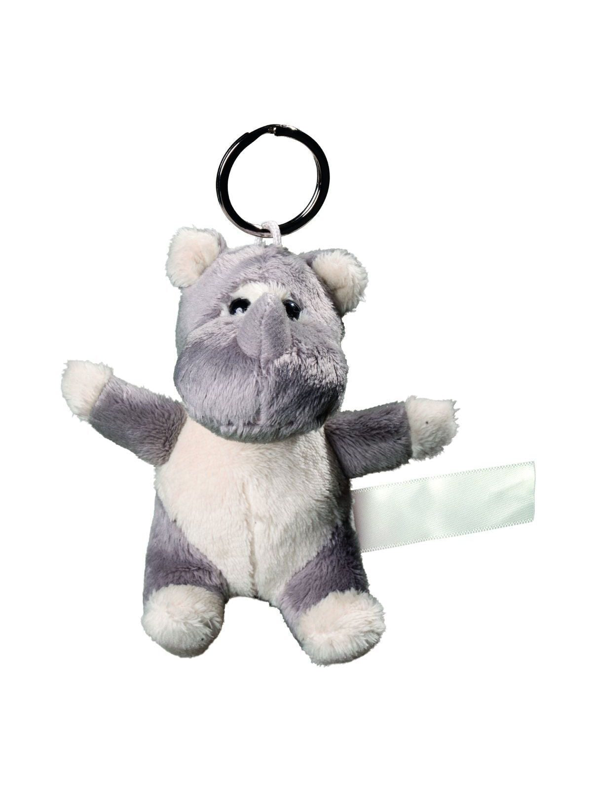 Plush rhino with keychain Spielzeug / Plüsch – MBW – Farbe Grau – individuell veredelbar