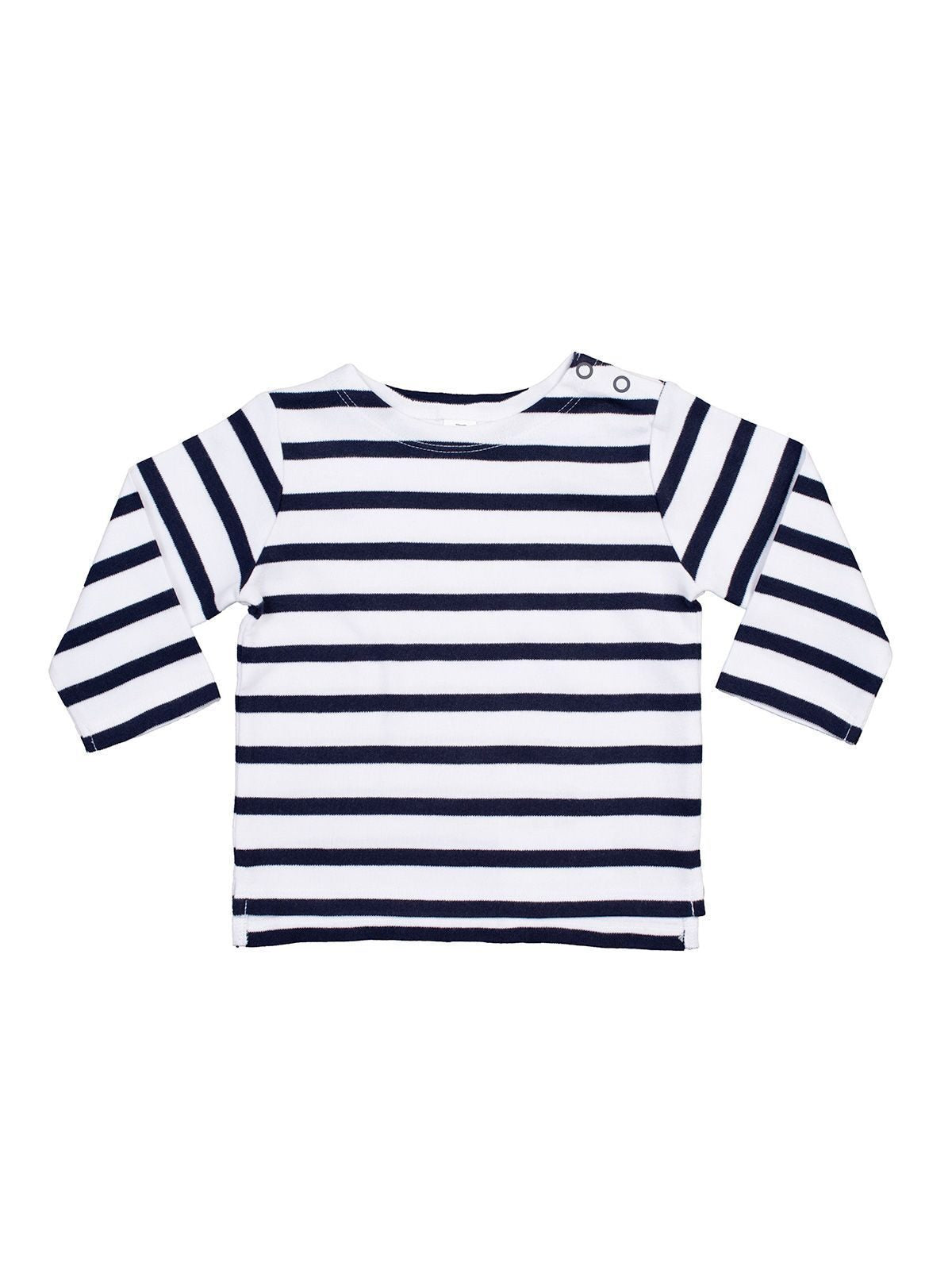 Baby Breton Top Kinder Babybekleidung – Babybugz – Farbe white/navy – individuell veredelbar