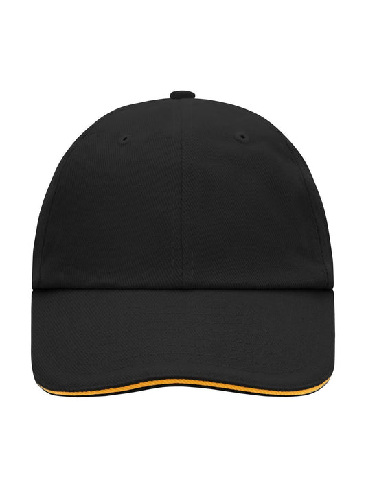 Baseball Caps 6 Panel Raver Sandwich Cap Schwarz/orange bestickbar und bedruckbar – LA1970