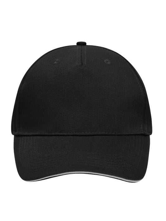 Baseball Caps 5 Panel Sandwich Cap Schwarz/light-Grau bestickbar und bedruckbar – LA1970