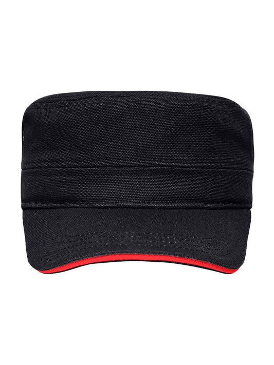 Baseball Caps Military Sandwich Cap Schwarz/Rot bestickbar und bedruckbar – LA1970