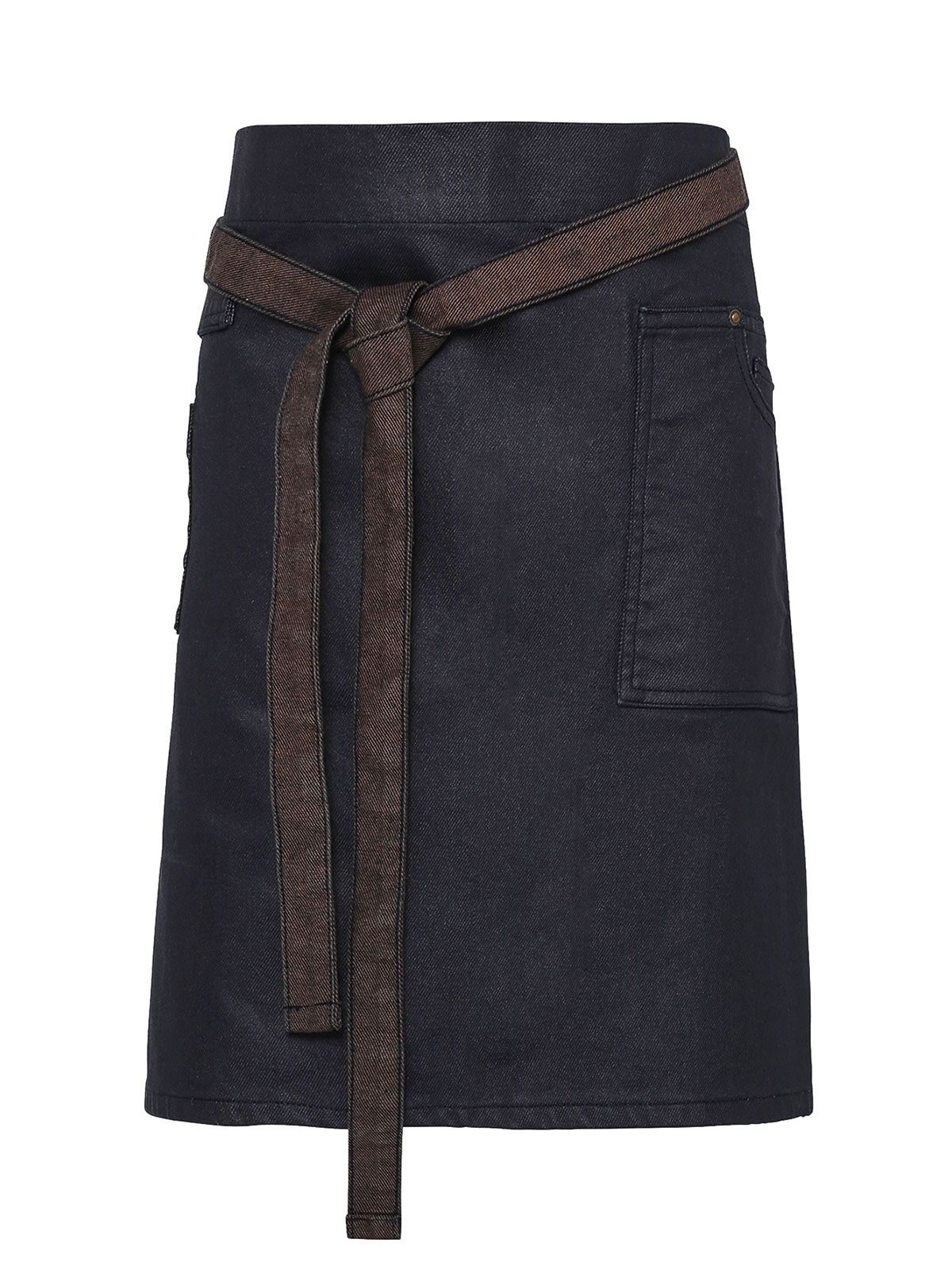 Division Waxed Look Denim Waist Apron Herren Schürze / Kasack – Premier – Farbe indigo/brown denim – individuell veredelbar