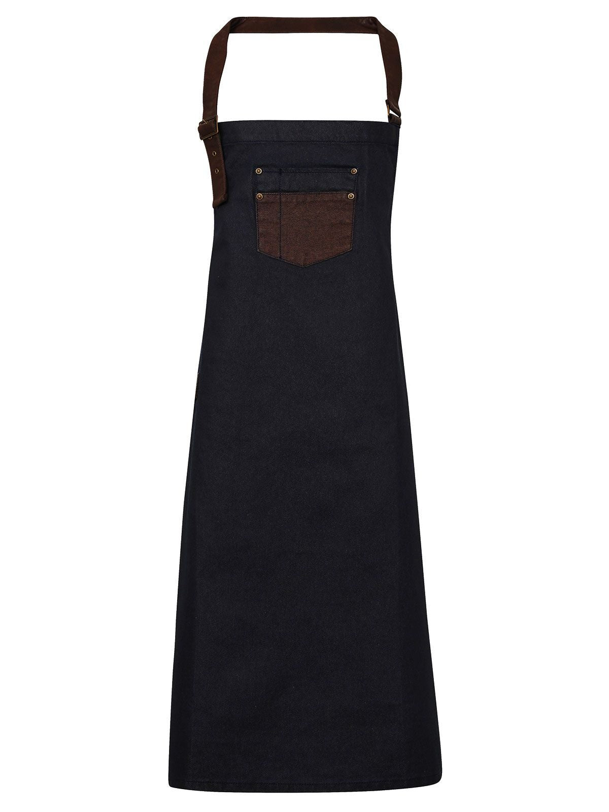 Division Waxed Look Denim With Faux Leather Herren Schürze / Kasack – Premier – Farbe indigo/brown denim – individuell veredelbar