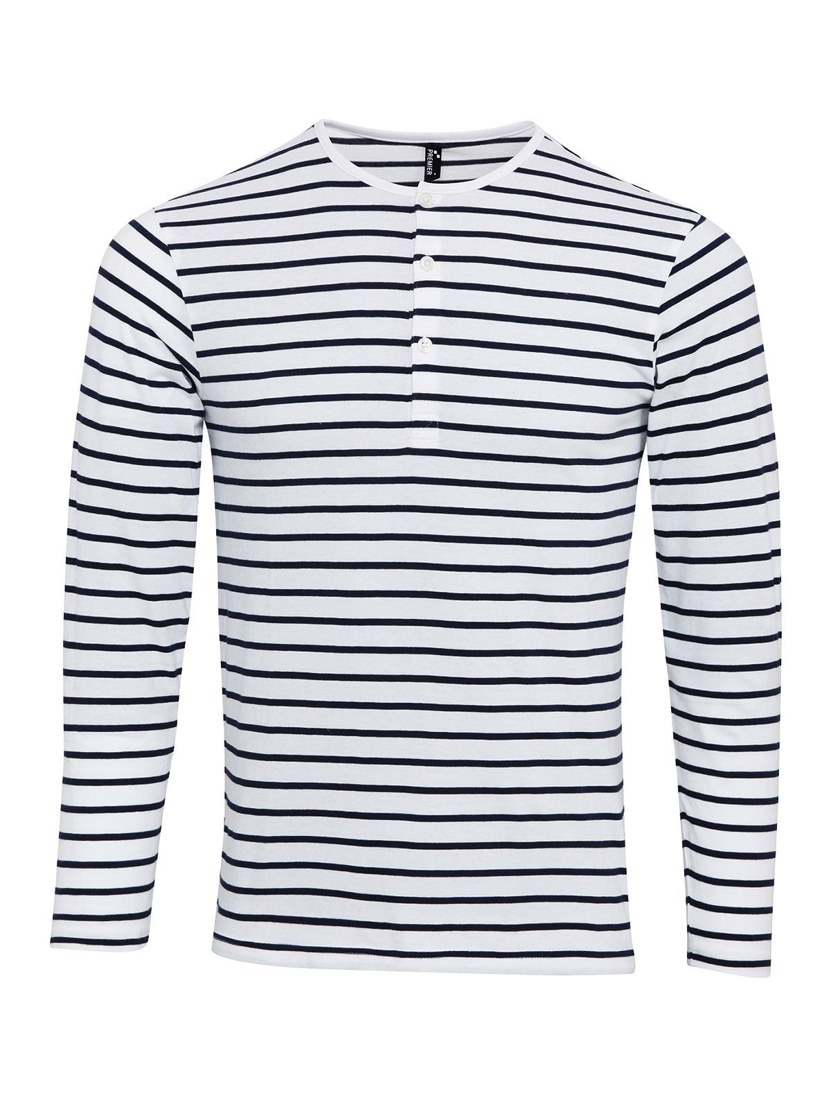 Long John Roll Sleeve Tee Herren T-Shirt – Premier – Farbe white/navy – individuell veredelbar