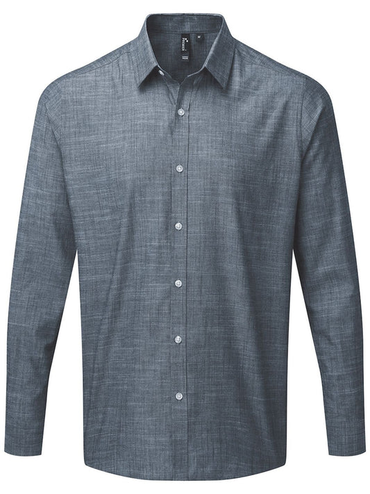 Cotton Slub Chambray Long Sleeve Shirt Herren Hemd / Bluse – Premier – Farbe indigo – individuell veredelbar