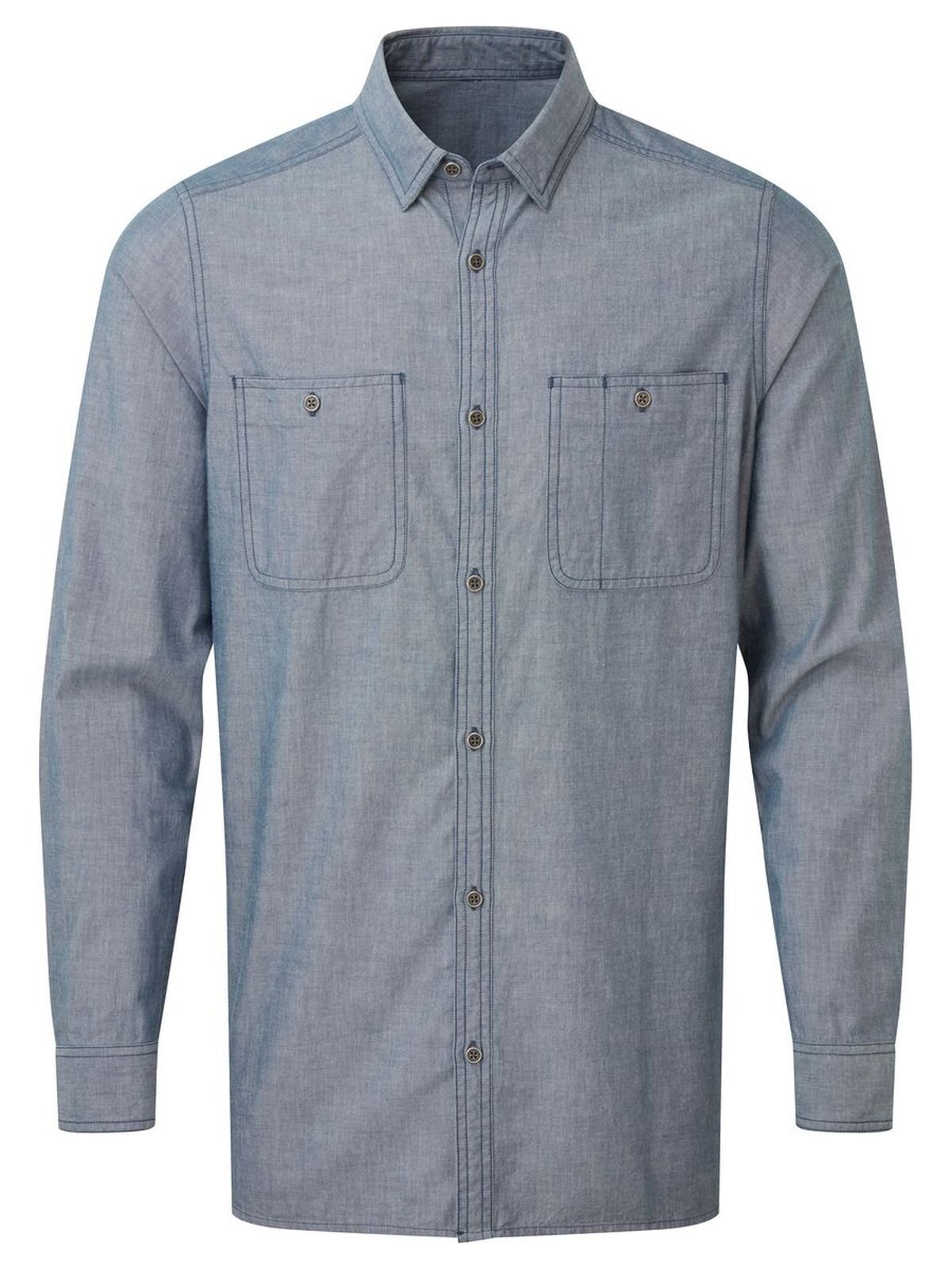 Organic Chambray Fairtrade Shirt Herren Hemd / Bluse – Premier – Farbe indigo denim – individuell veredelbar