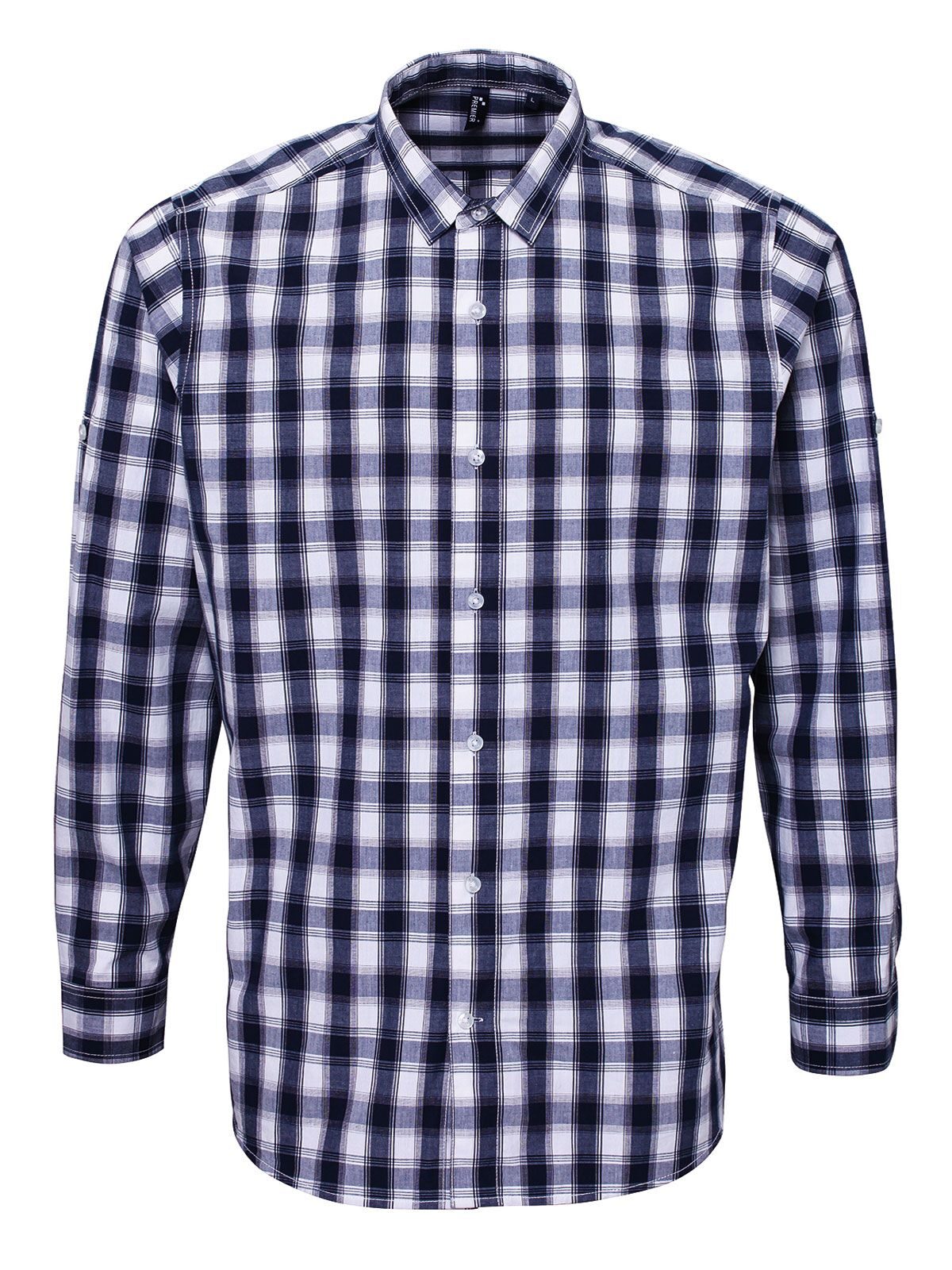 LSL 'Mulligan' Check Cotton Bar Shirt Herren Hemd / Bluse – Premier – Farbe white/navy – individuell veredelbar