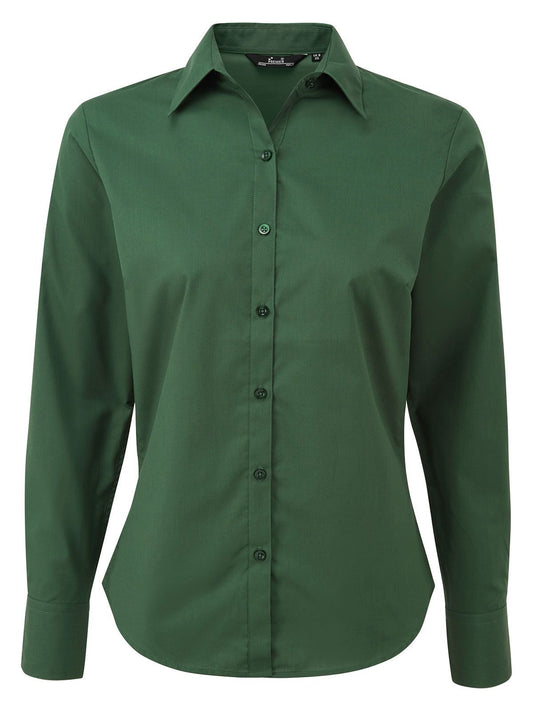 Poplin Long Sleeve Blouse Hemd / Bluse – Premier – Farbe bottle – individuell veredelbar