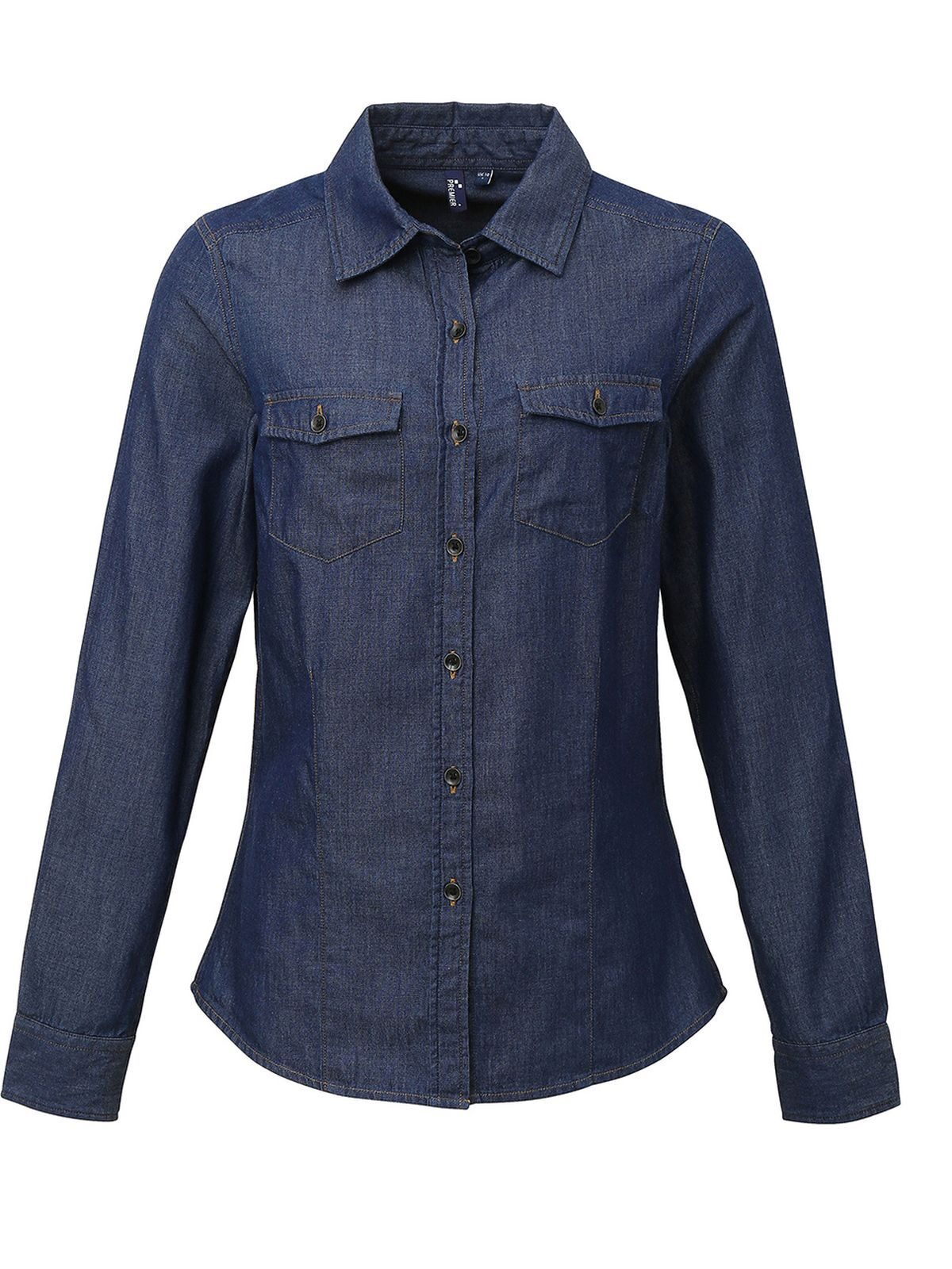 Ladies' Jeans Stitch Denim Shirt Damen Hemd / Bluse – Premier – Farbe indigo denim – individuell veredelbar