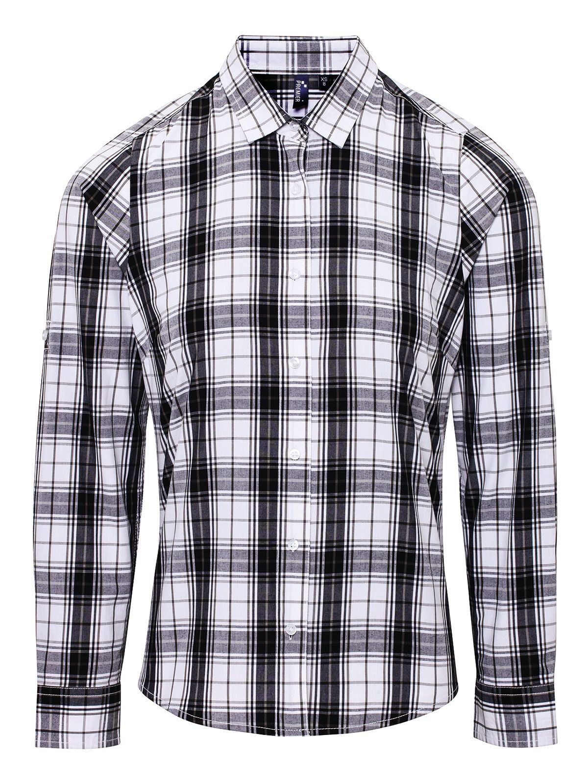 Ladies' LSL 'Ginmill' Check Cotton Bar Shirt Damen Hemd / Bluse – Premier – Farbe black white – individuell veredelbar