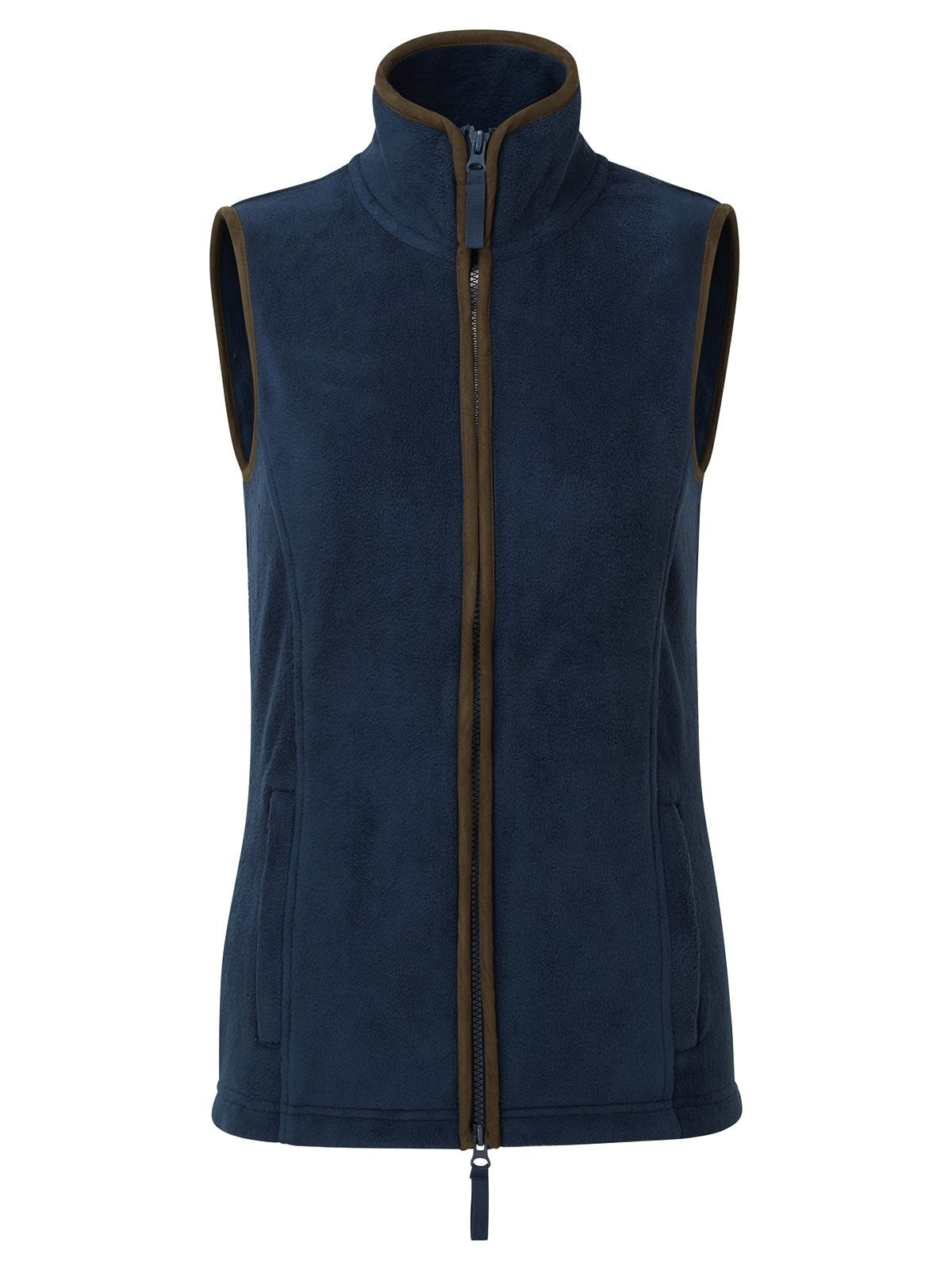 'Artisan' Fleece Gilet Damen – Premier – Farbe navy/brown – individuell veredelbar