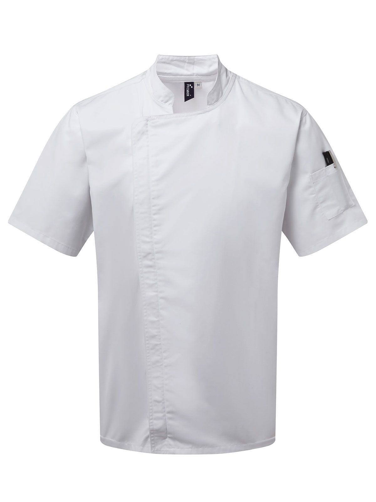 Chef's Zip-Close Short Sleeve Jacket Schürze / Kasack – Premier – Farbe Weiß – individuell veredelbar