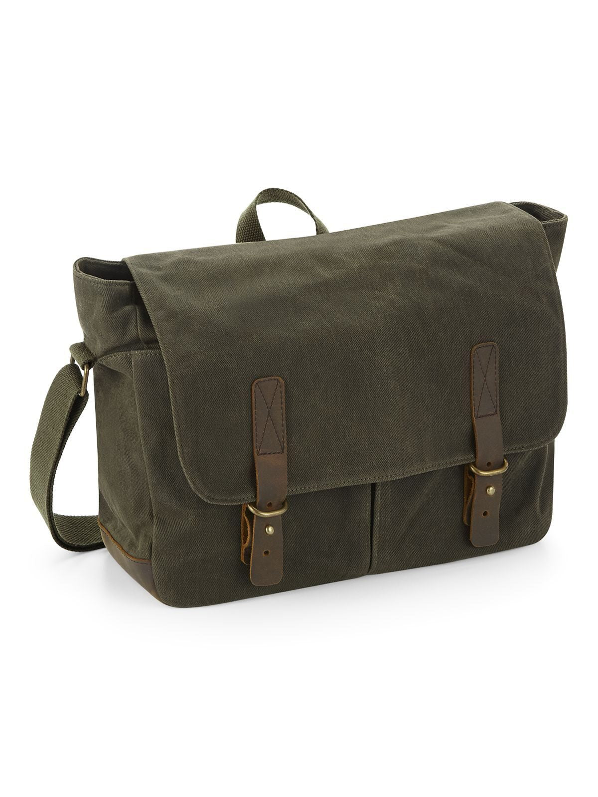 Heritage Waxed Canvas Messenger Herren Tasche / Rucksack – Quadra – Farbe olive green – individuell veredelbar
