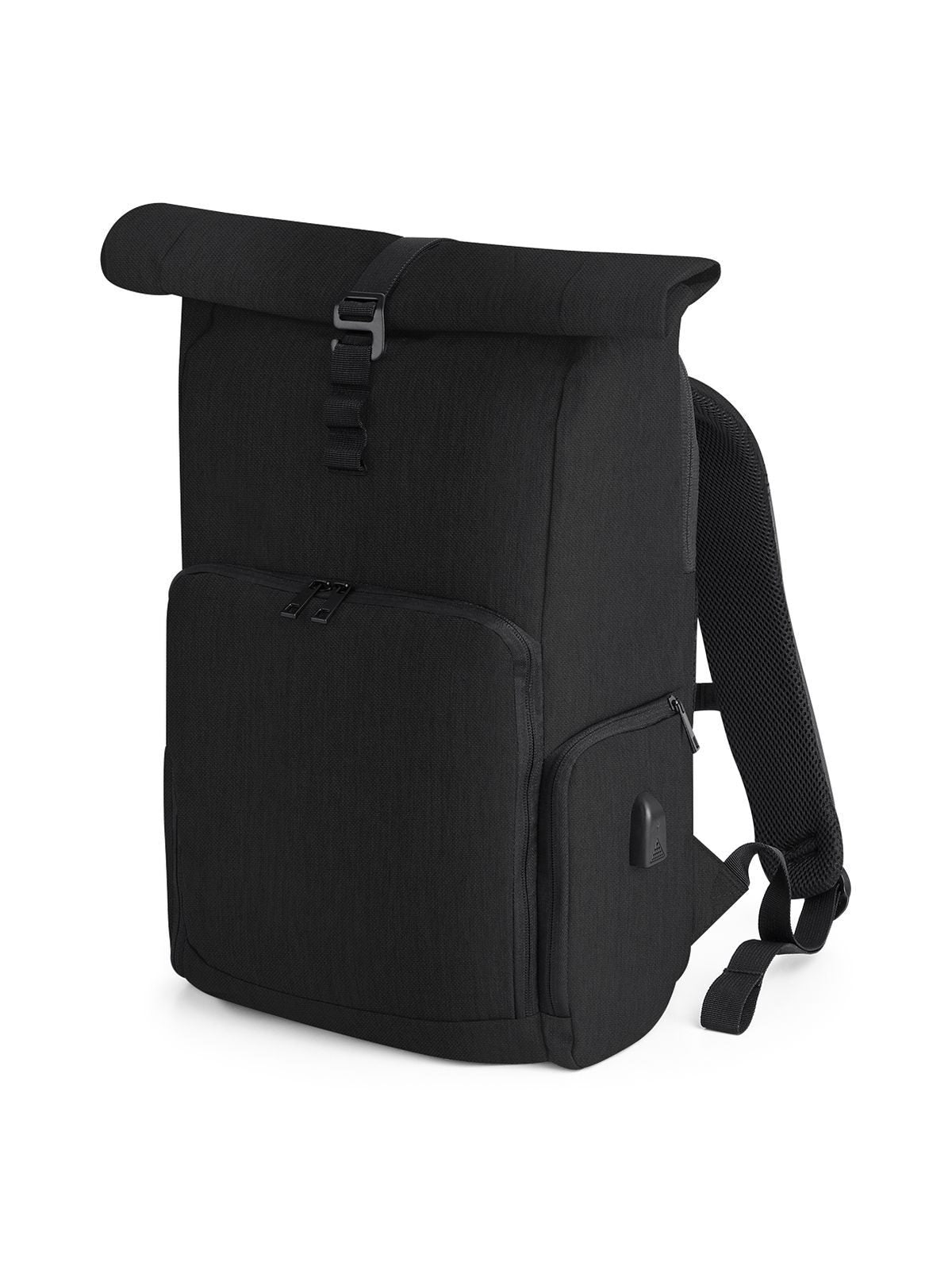 Q-Tech Charge Roll-Top Backpack Herren Tasche / Rucksack – Quadra – Farbe Schwarz – individuell veredelbar