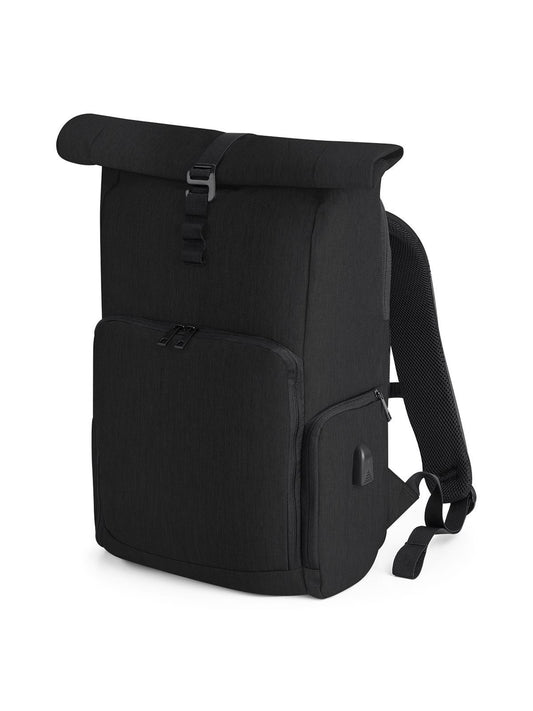 Q-Tech Charge Roll-Top Backpack Herren Tasche / Rucksack – Quadra – Farbe Schwarz – individuell veredelbar
