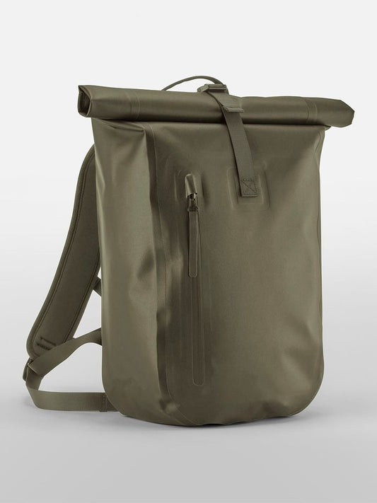 Waterproof Roll-Top Lite Herren Tasche / Rucksack – Quadra – Farbe covert green – individuell veredelbar