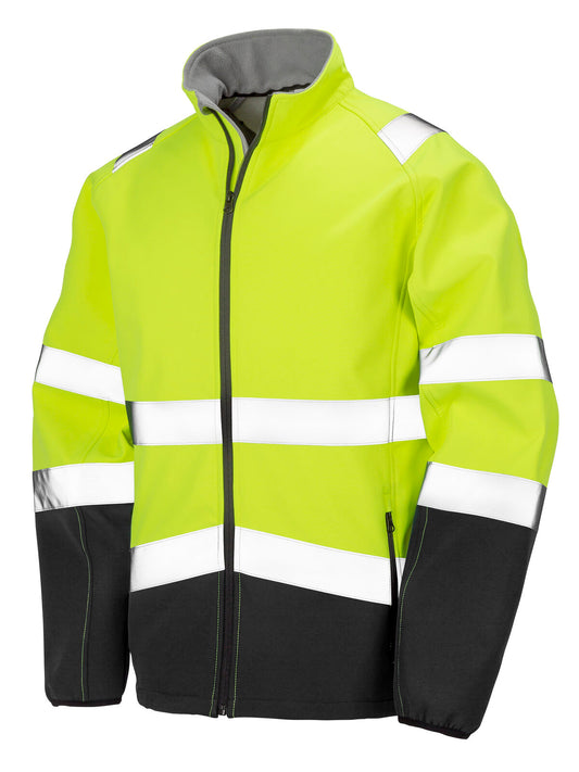 Printable safety softshell Herren Jacke – Result – Farbe yellow-black – individuell veredelbar