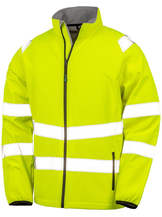 Recycled printable safety softshell Herren – Result – Farbe fluo yellow – individuell veredelbar