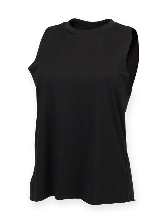 High Neck Slash Armhole Vest Damen T-Shirt – SF Clothing – Farbe Schwarz – individuell veredelbar
