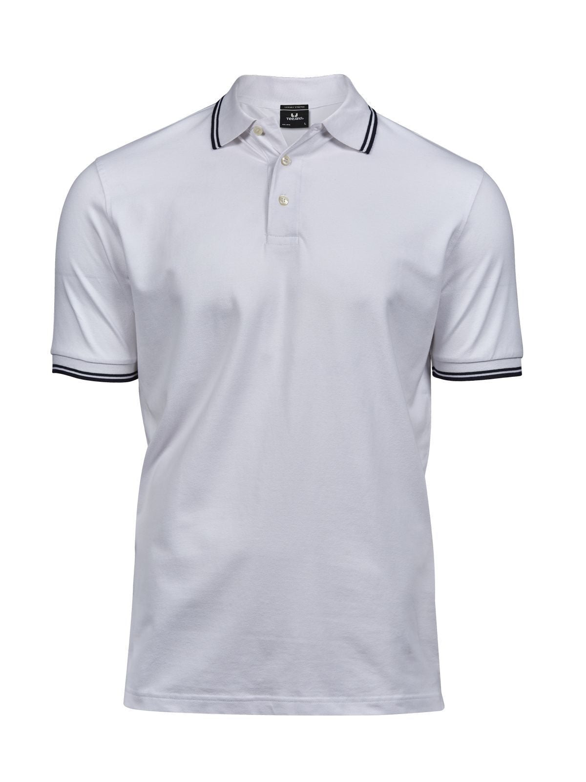 Luxury Stripe Stretch Polo Poloshirt – Tee Jays – Farbe White/Navy – individuell veredelbar
