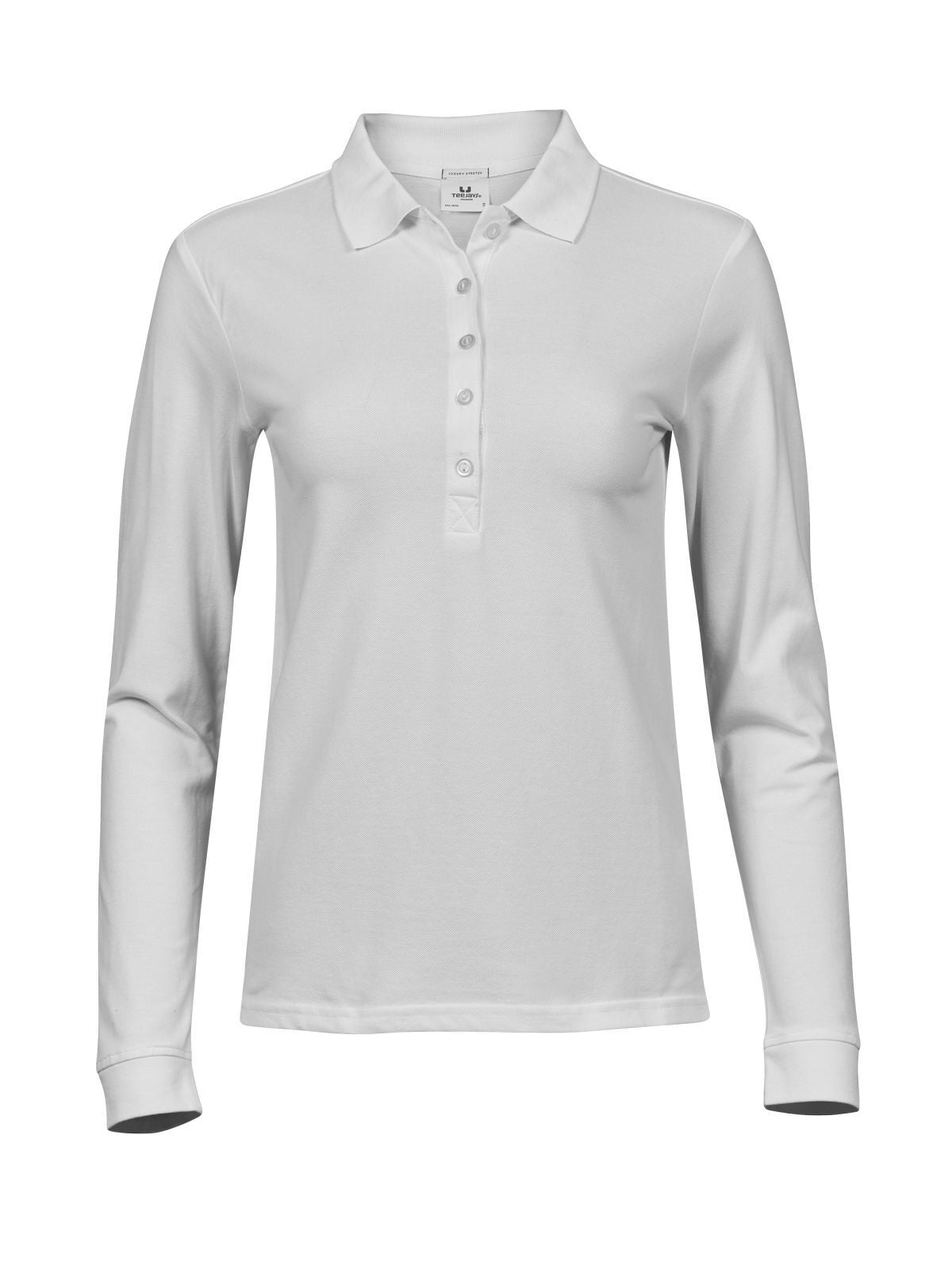 Luxury Stretch Long Sleeve Polo Damen Poloshirt – Tee Jays – Farbe Weiß – individuell veredelbar