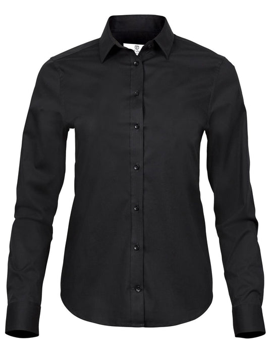 Ladies' Stretch Luxury Shirt Damen Hemd / Bluse – Tee Jays – Farbe Schwarz – individuell veredelbar