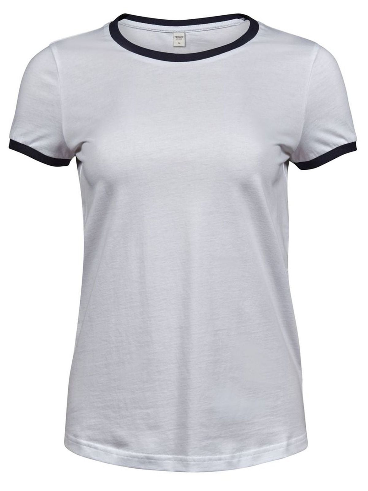 Ringer Tee Damen T-Shirt – Tee Jays – Farbe White/Navy – individuell veredelbar