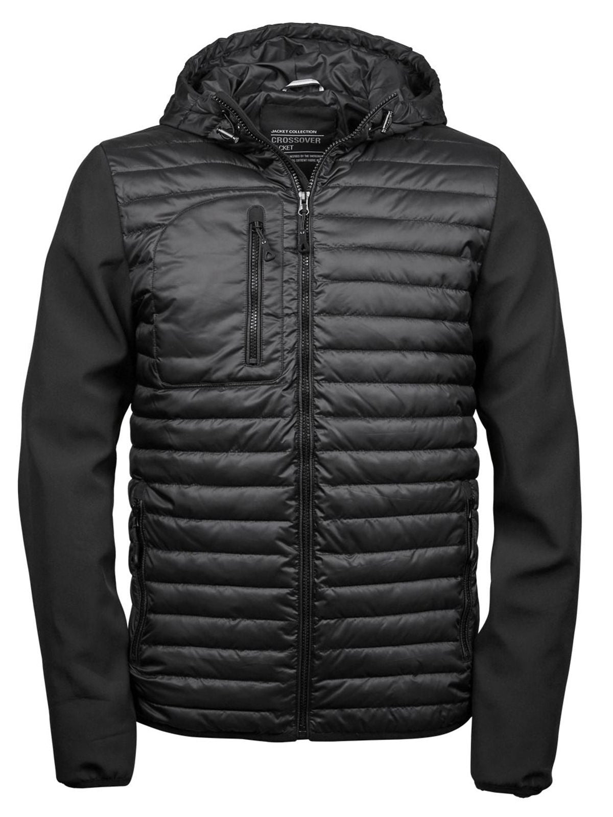 Hooded Crossover Jacket – Tee Jays – Farbe Black/Black – individuell veredelbar