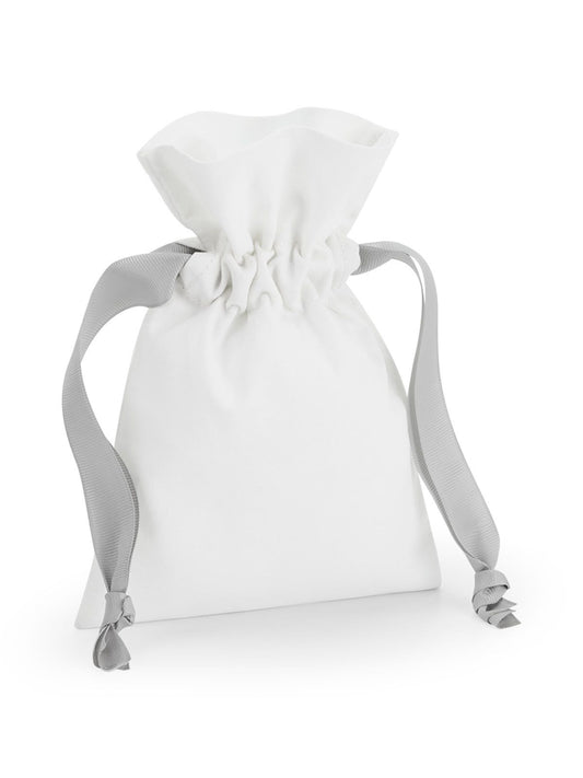 Cotton Gift Bag With Ribbon Drawstring Herren Tasche / Rucksack – Westford Mill – Farbe soft white/light grey – individuell veredelbar