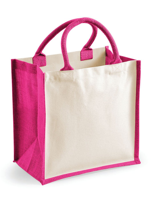 Printers Midi Jute Tote Herren Tasche / Rucksack – Westford Mill – Farbe Fuchsia – individuell veredelbar