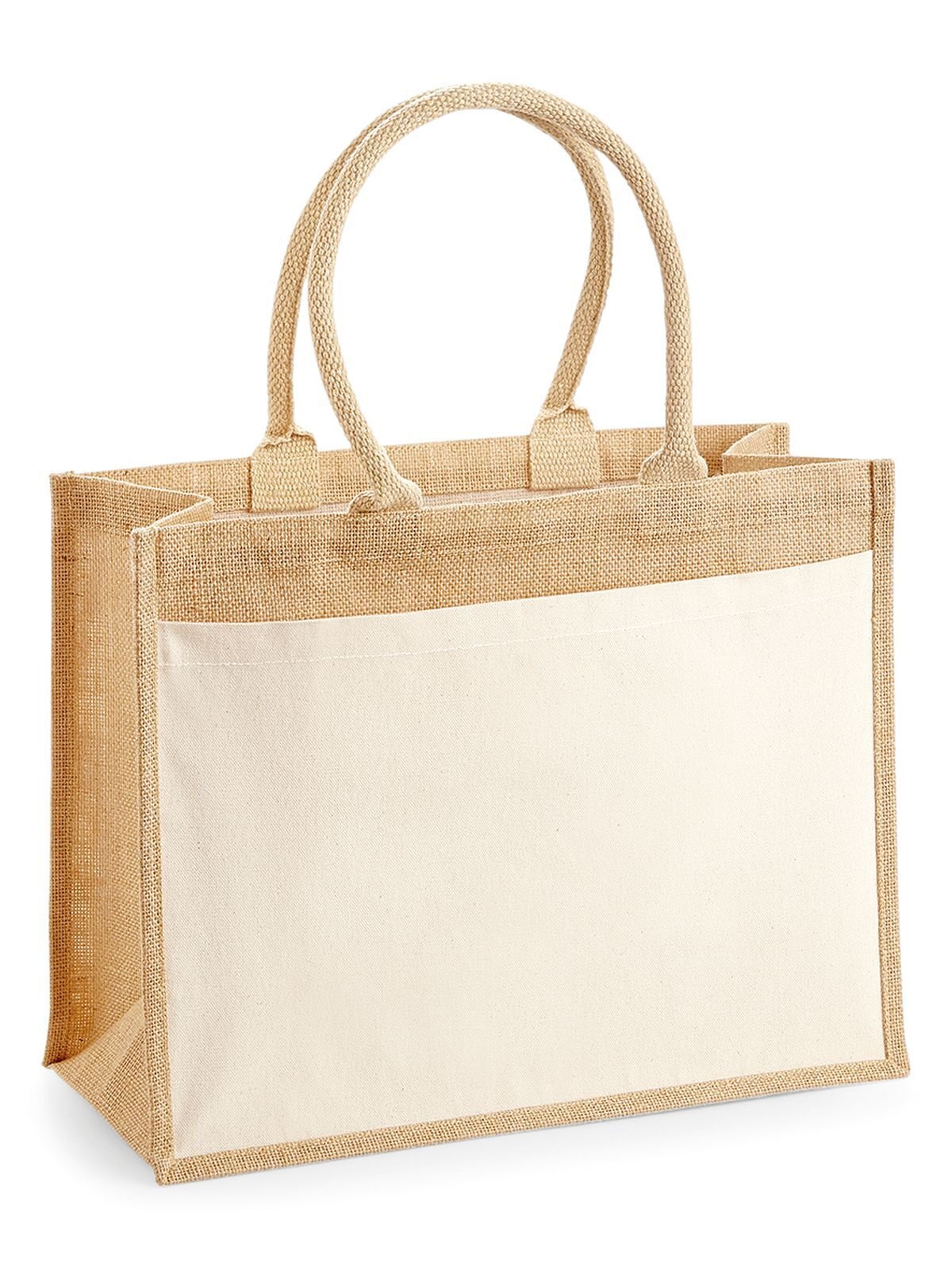 Cotton Pocket Jute Shopper Herren Tasche / Rucksack – Westford Mill – Farbe Natur – individuell veredelbar