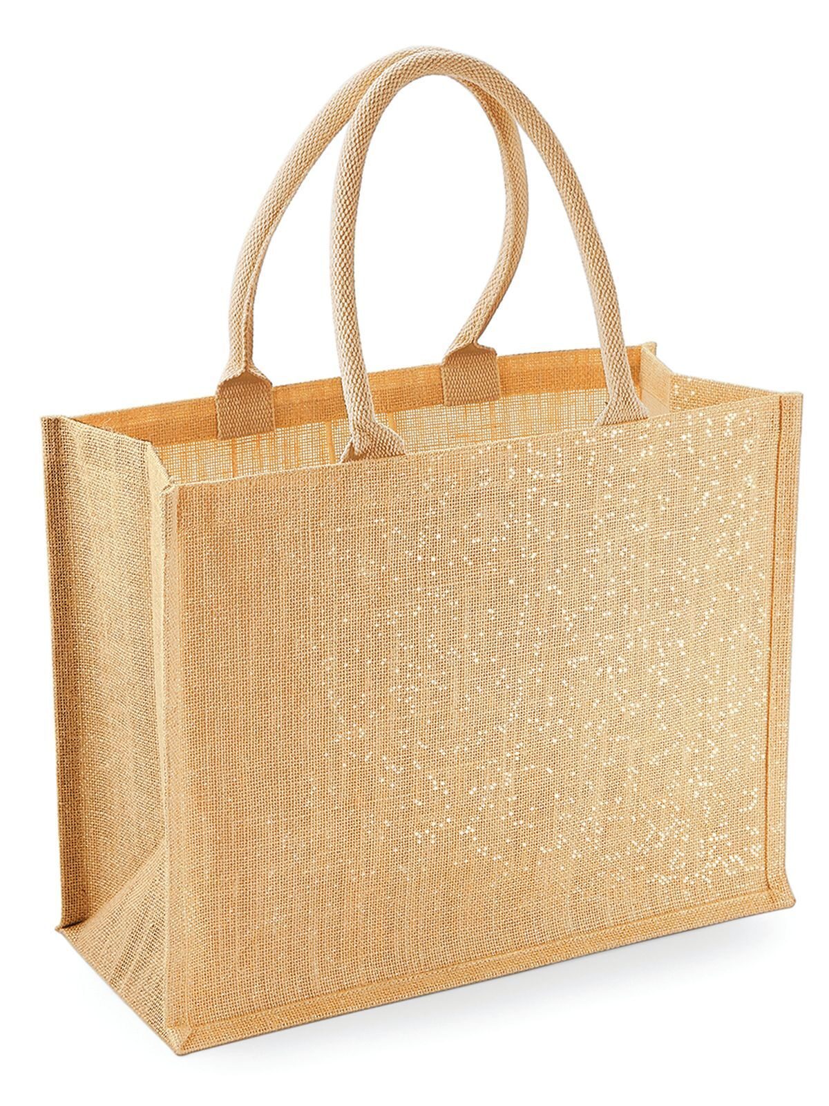 Shimmer Jute Shopper Herren Tasche / Rucksack – Westford Mill – Farbe natural gold – individuell veredelbar