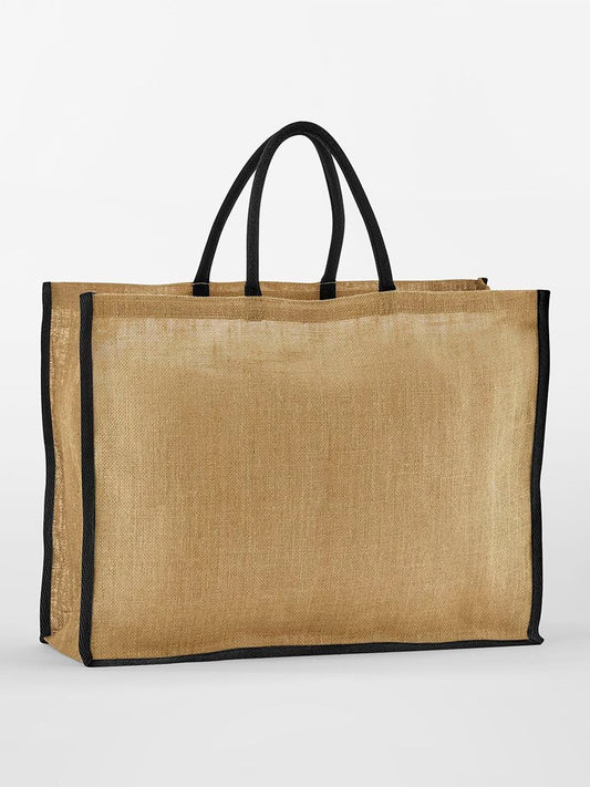 Natural Starched Jute Market Shopper Herren Tasche / Rucksack – Westford Mill – Farbe natural/black – individuell veredelbar