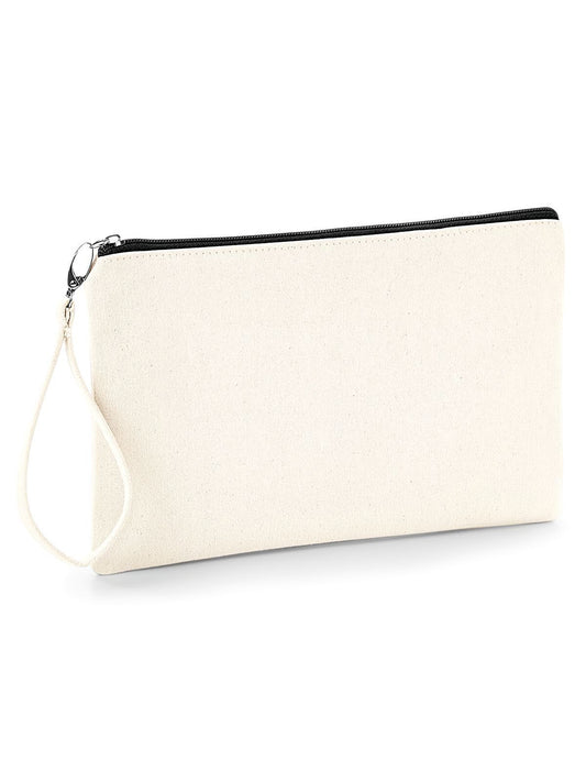 Canvas Wristlet Pouch Herren Tasche / Rucksack – Westford Mill – Farbe natural/black – individuell veredelbar