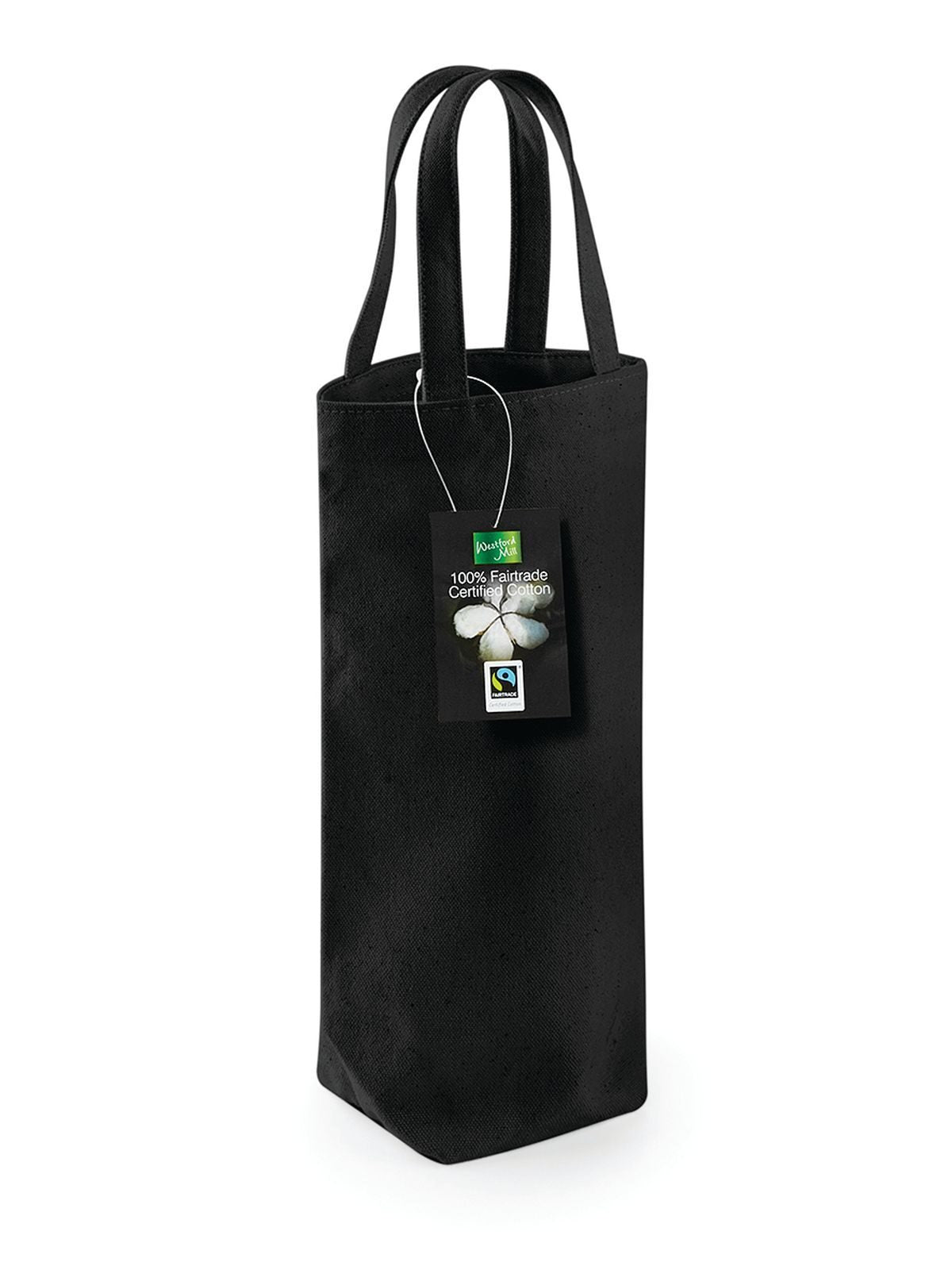 Fairtrade Cotton Bottle Bag Herren Tasche / Rucksack – Westford Mill – Farbe Schwarz – individuell veredelbar