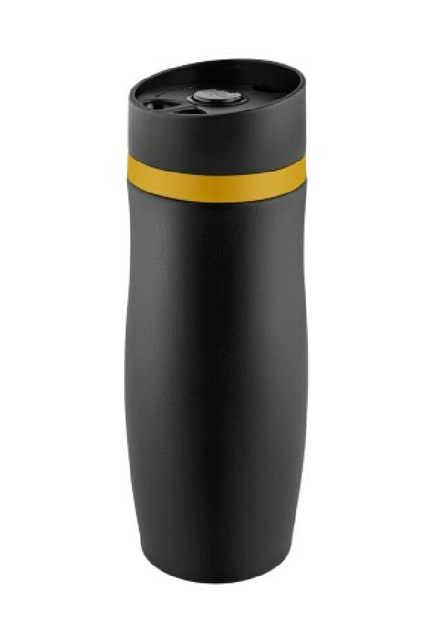 Thermobecher "CremaExtensaNero" schwarz/Ring gelb – gelb – Bild 1