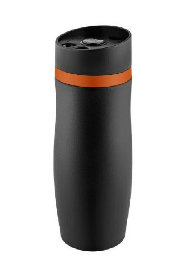Thermobecher "CremaExtensaNero" schwarz/Ring orange – orange – Bild 1