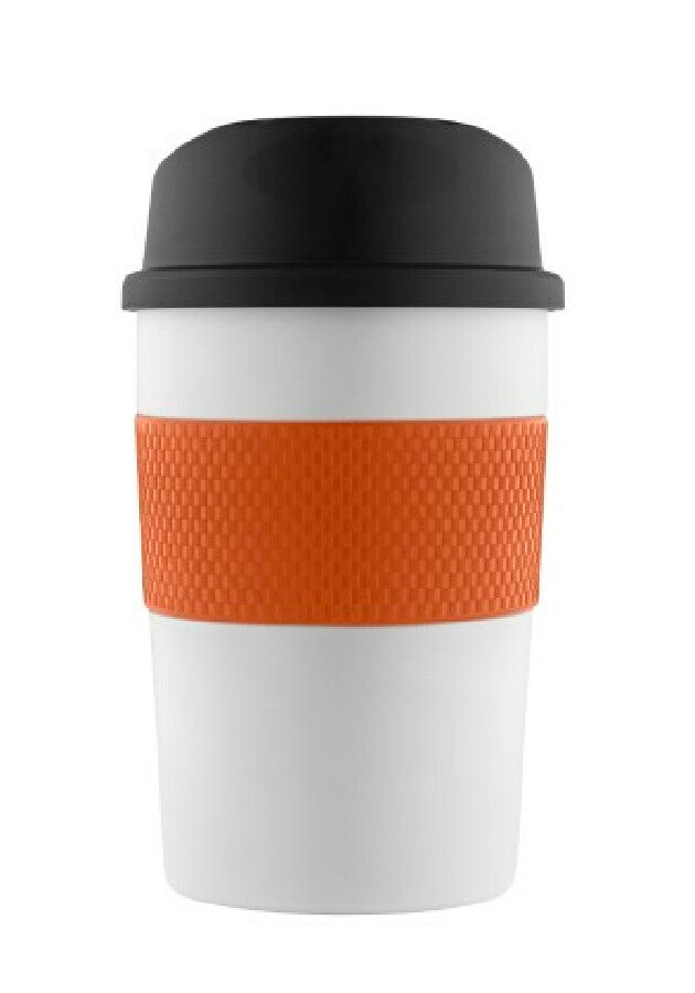Thermobecher "CremaCoffeeHouse" weiß/Ring orange – orange – Bild 2