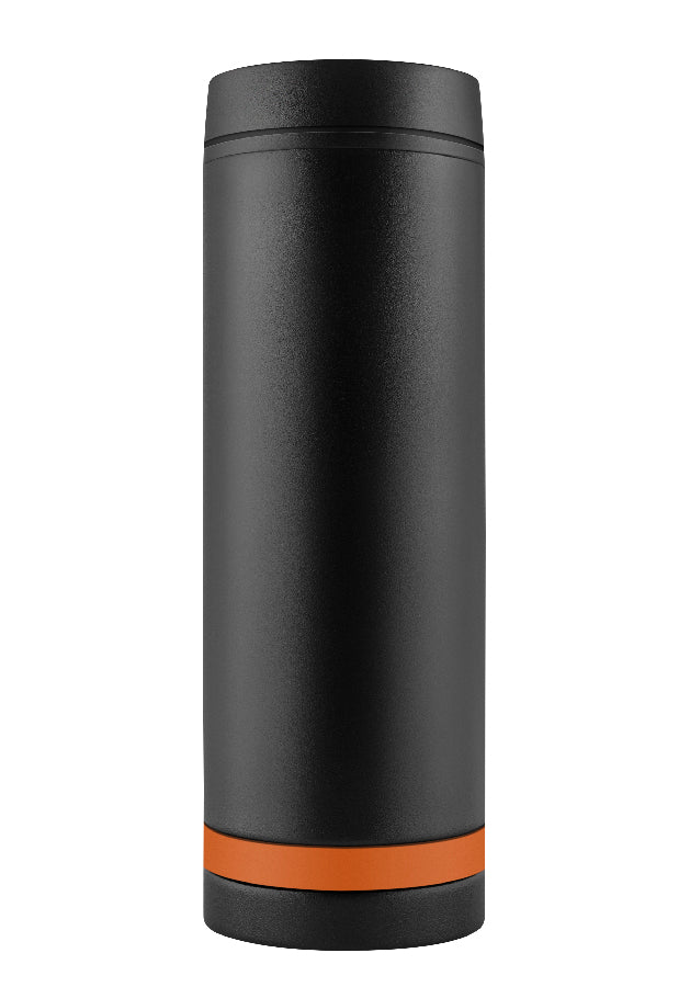 Thermobecher "Crema" 360° schwarz/Ring orange – orange – Bild 2