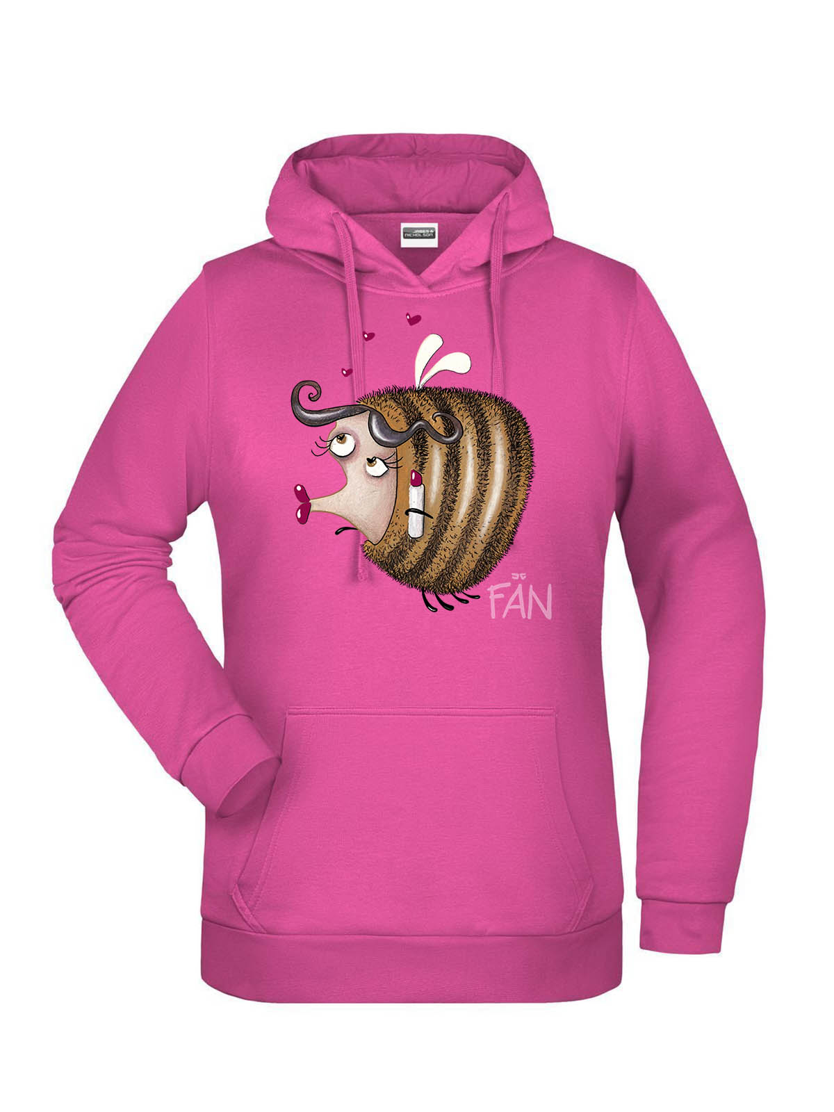 Jochen Gasser Bee Lipstick Fan Damen Hoodie Pink