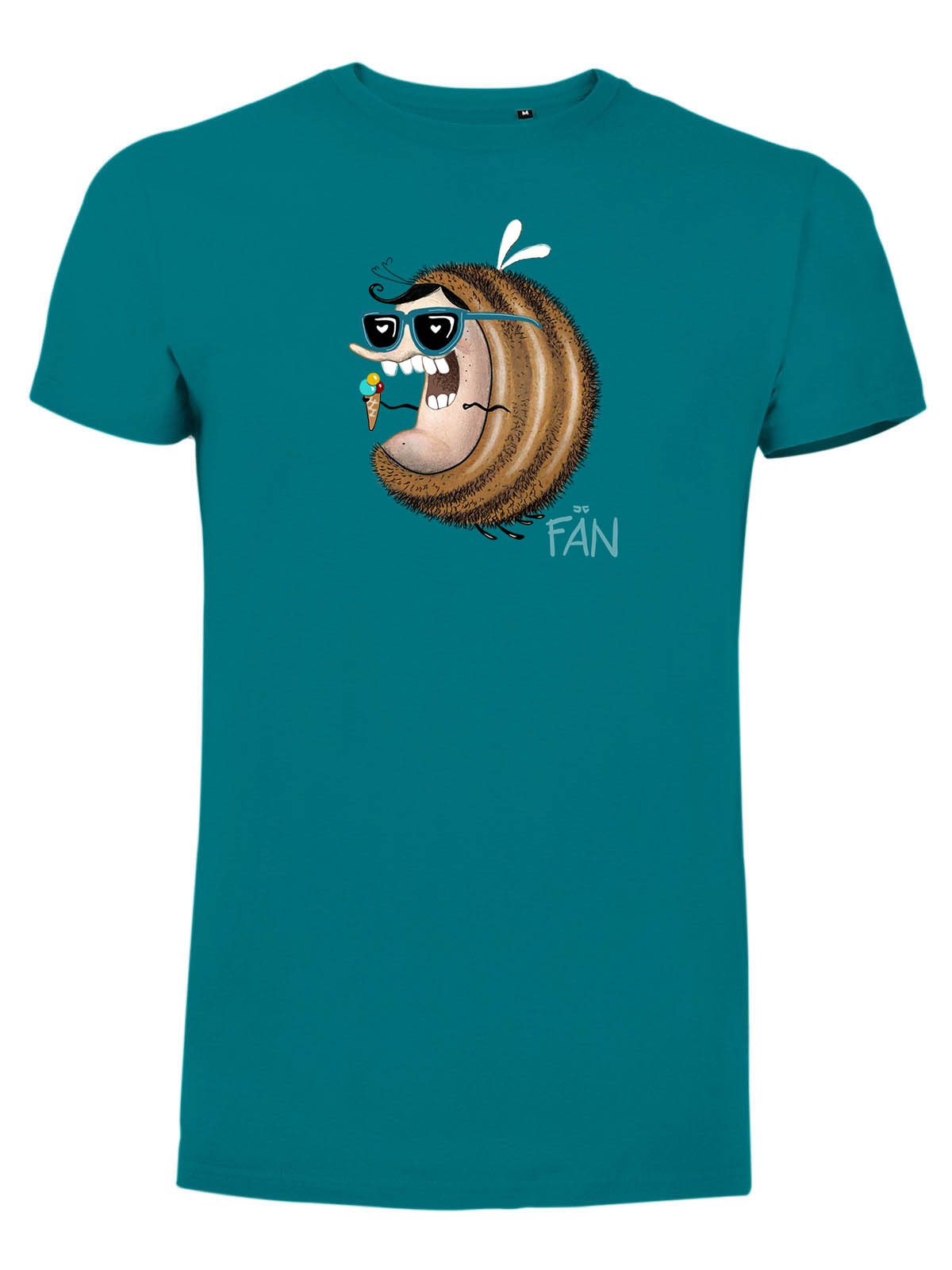 Jochen Gasser Herren T-Shirt Bee Summer Fan Türkis Motiv groß