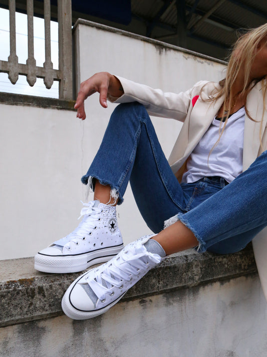 LA1970 Custom Sneakers – Platform White Strass & Glitter – Originalansicht 1