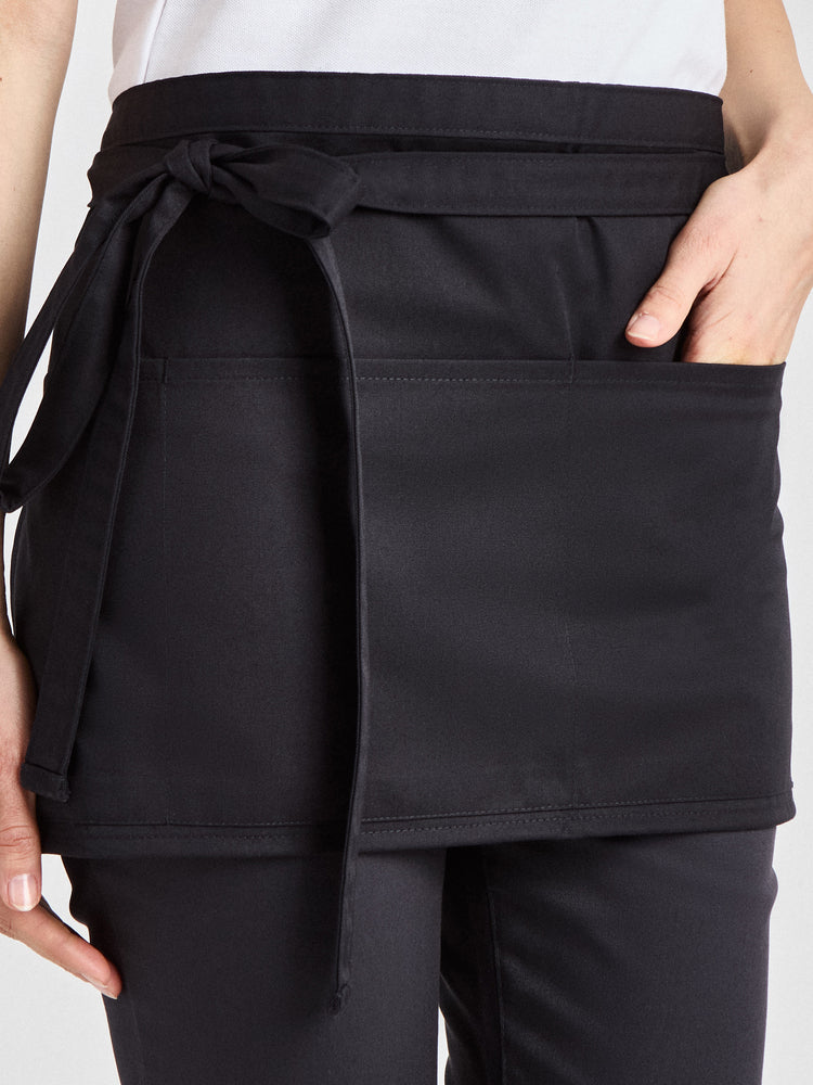 Bistroschürze Roma Classic Mini 33 × 75 cm mit vier Taschenfächern – schwarz – Farbcode 1011 – Bild 4