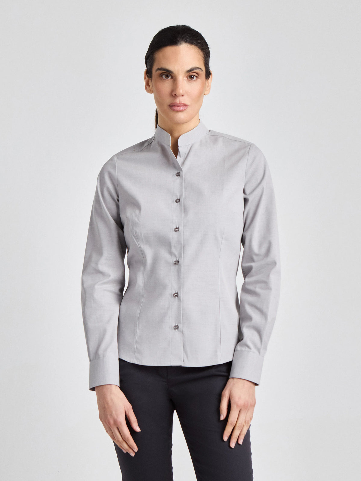 Bluse Pacentro Lady Melange mit Stehkragen – hellgrau – Farbcode 1007 – Bild 1