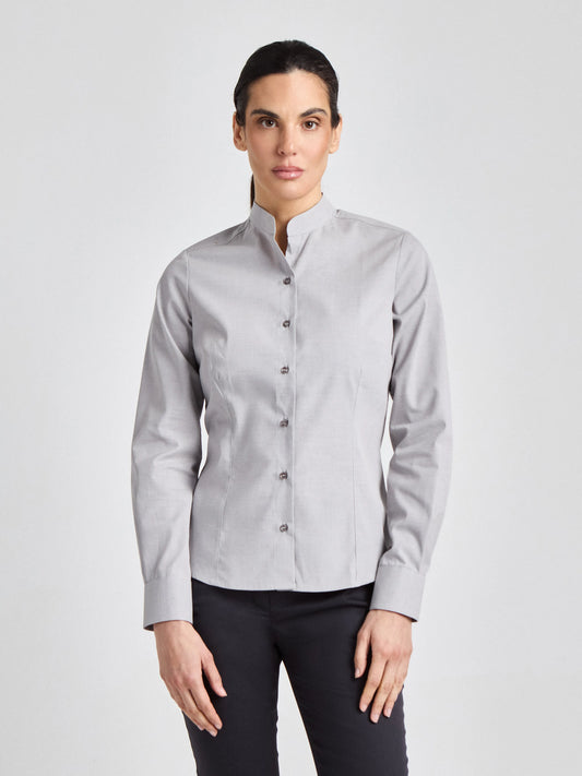 Bluse Pacentro Lady Melange mit Stehkragen – hellgrau – Farbcode 1007 – Bild 1