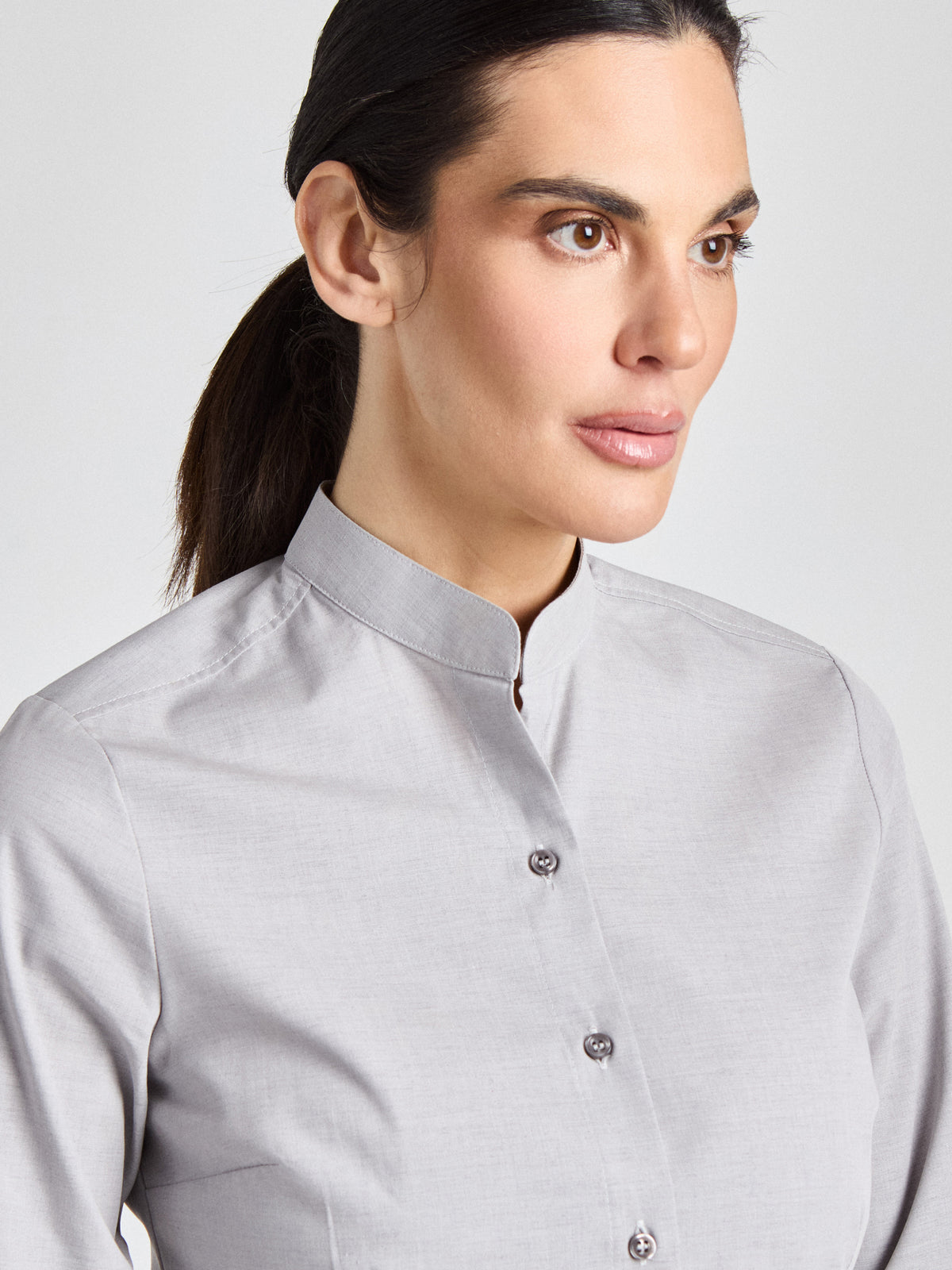 Bluse Pacentro Lady Melange mit Stehkragen – hellgrau – Farbcode 1007 – Bild 5