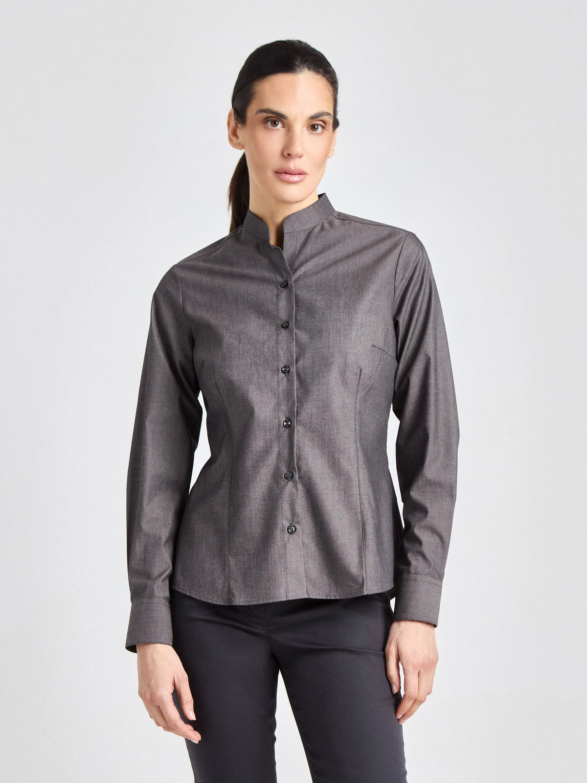 Bluse Pacentro Lady Melange mit Stehkragen – dunkelgrau – Farbcode 1086 – Bild 1