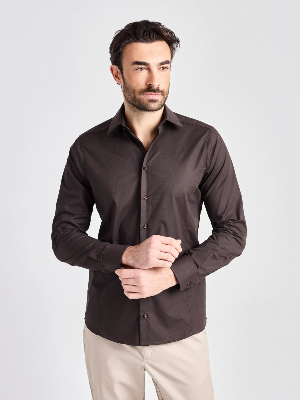Hemd Pesaro Man mit Kentkragen – chocolate – Farbcode 3005 – Bild 1