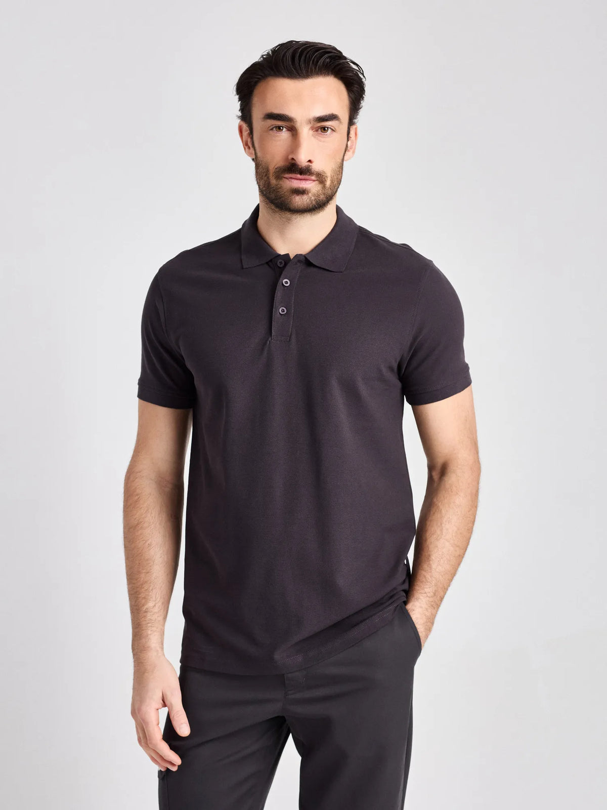 Poloshirt Iseo Man mit Strickkragen – anthrazit – Farbcode 1001 – Bild 1
